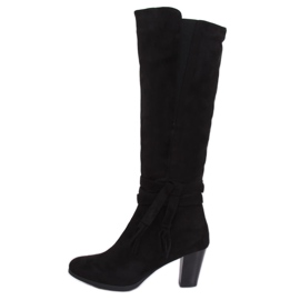 Schwarze High Heels Stiefel VQ-307 Schwarz