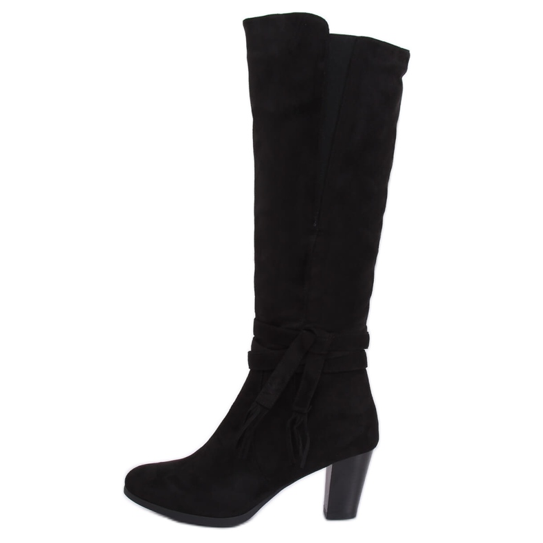 Schwarze High Heels Stiefel VQ-307 Schwarz