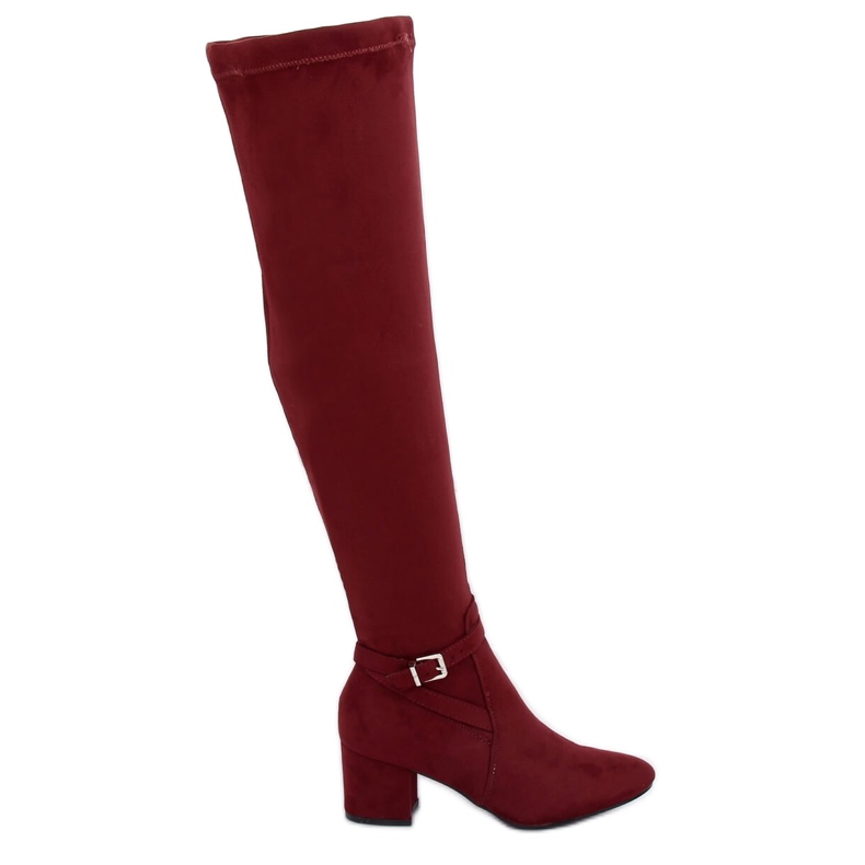 Overknee-Stiefel mit niedrigem Absatz kastanienbraun YL-151 Wine Ii Genre rot