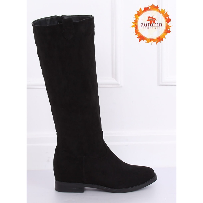 Schwarze Stiefel mit verstecktem Keilabsatz NC968P Schwarz