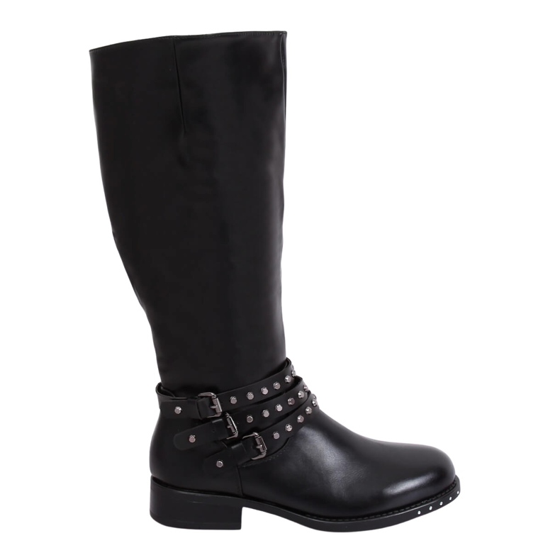 Schwarz Reitstiefel mit Nieten Y208 Schwarz