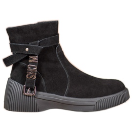 Filippo Lederstiefeletten auf der Plattform schwarz