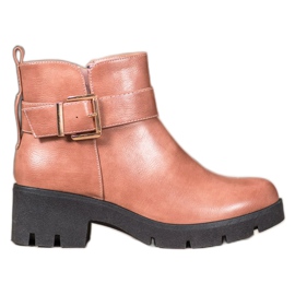 Super Me Stiefel auf der Plattform mit Schnalle rosa