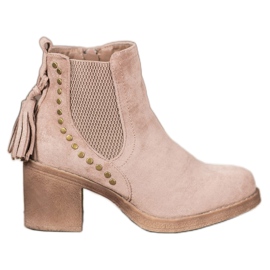 Small Swan Chelsea-Boots mit Fransen braun