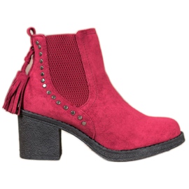 Small Swan Chelsea-Boots mit Fransen rot