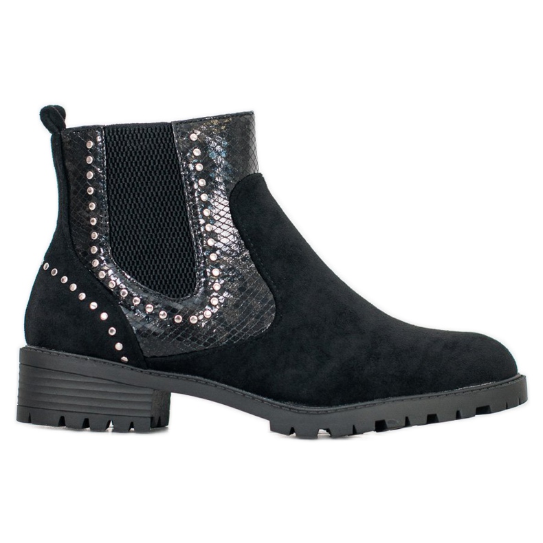 Small Swan Chelsea-Stiefel mit Schlangenmuster schwarz