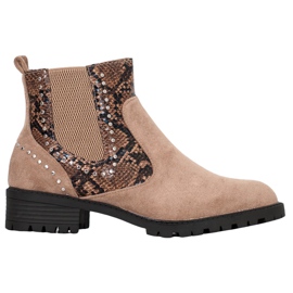 Small Swan Chelsea-Stiefel mit Schlangenmuster beige mehrfarbig