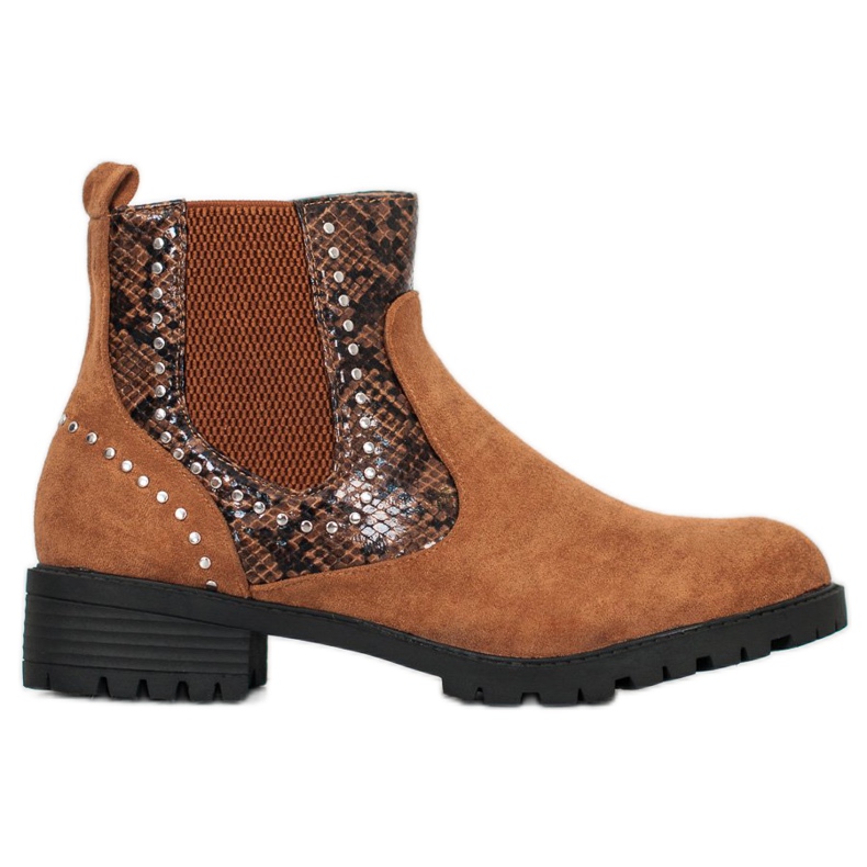 Small Swan Chelsea-Stiefel mit Schlangenmuster braun