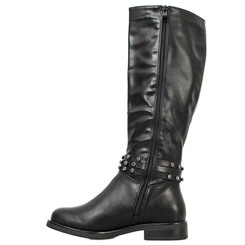 SHELOVET Schwarze Stiefel mit Zirkonia