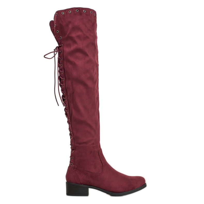 SHELOVET Wildlederstiefel mit Bindung rot