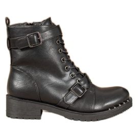 Cm Paris Schnürstiefel mit Schnalle schwarz