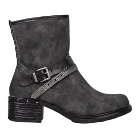 SHELOVET Hohe Stiefel mit Schnalle grau
