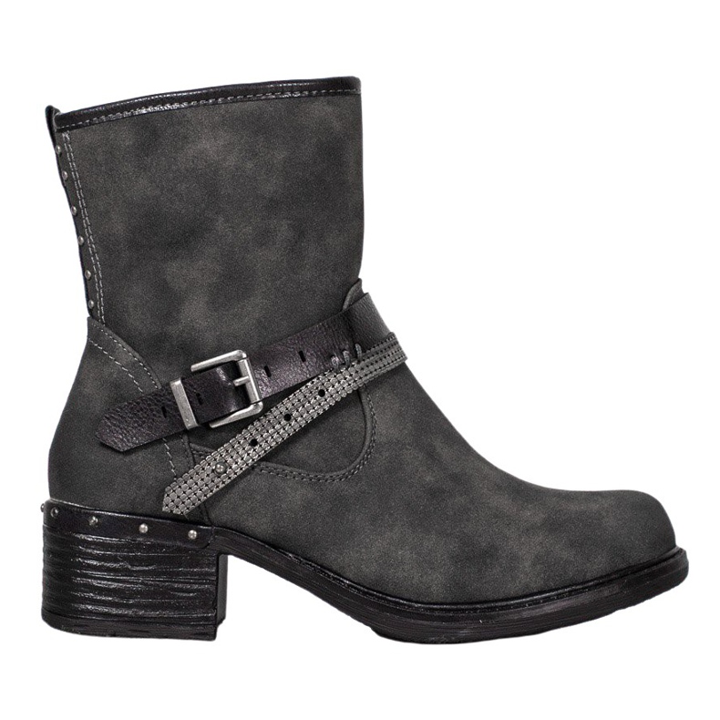 SHELOVET Hohe Stiefel mit Schnalle grau