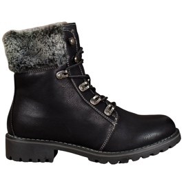 SHELOVET Gebundene Trapper mit Fell schwarz