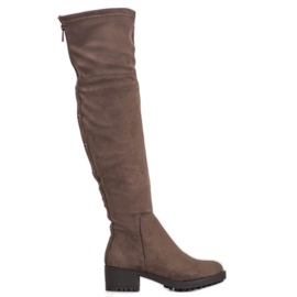 Super Me Oberschenkelstiefel auf der Plattform grün