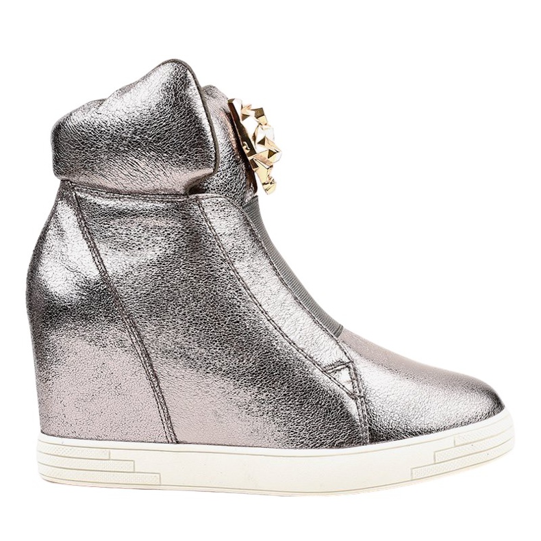 Silberne Sneaker auf dem Jaguar KLS-105-4 Keilabsatz grau