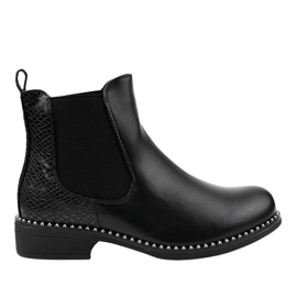 Schwarze flache Chelsea-Boots HQ100