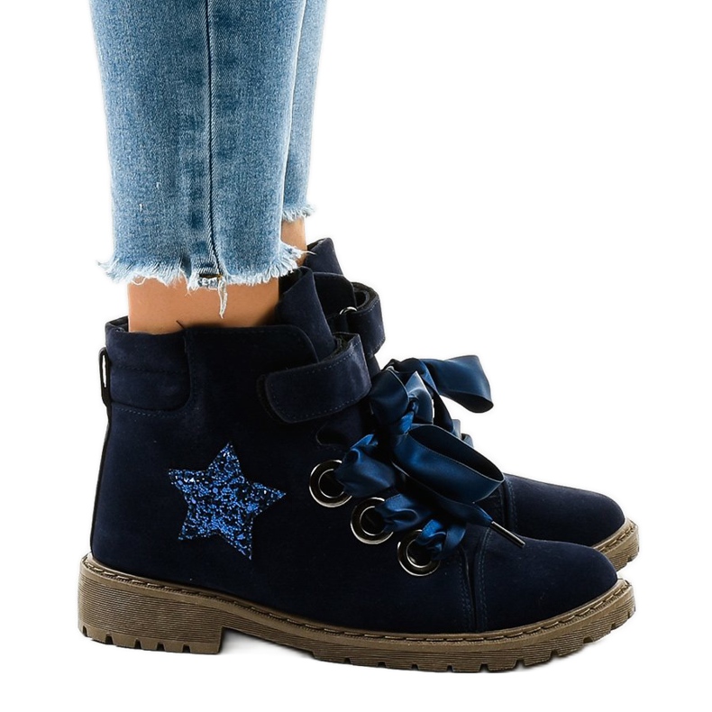 Marineblaue Wanderschuhe mit Stern TL51-2 navy blau