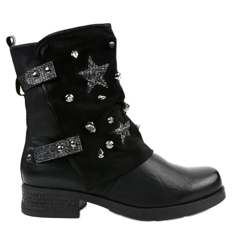Stiefeletten mit flachem Stern in Schwarz 8085