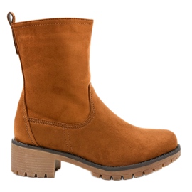 8B905 hohe Stiefel aus braunem Wildleder