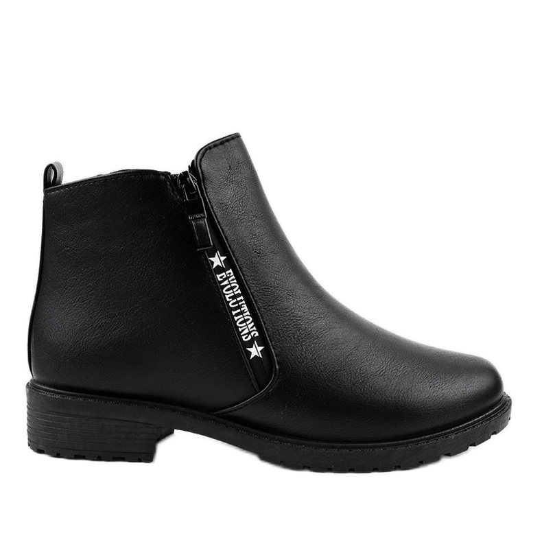 Flache Damenstiefel in Schwarz XY-526
