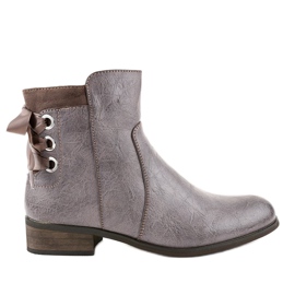 Khaki flache Stiefel mit Fell 1184-PA mehrfarbig grün