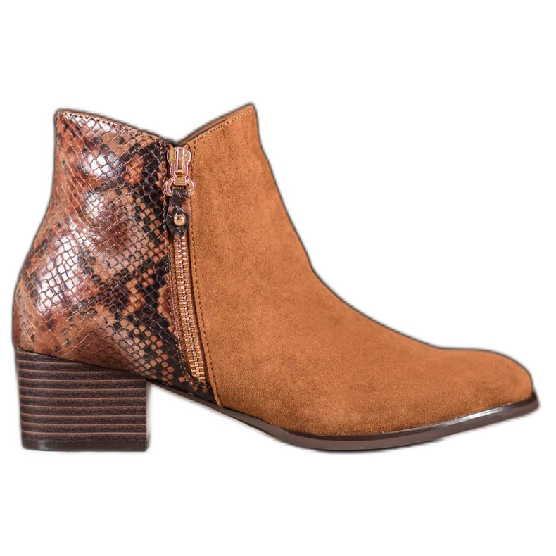 Kylie Camel Snake Print Stiefel braun
