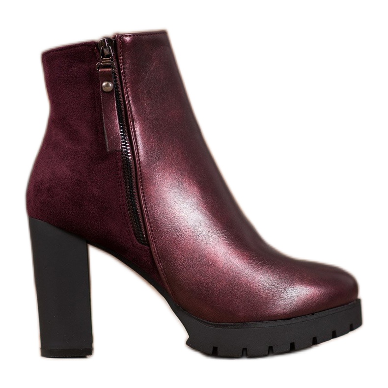 Bestelle Burgunder Booties auf der Plattform rot