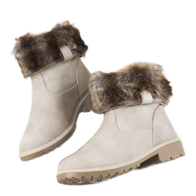 Beige isolierte Stiefel mit Fell A6305