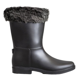 SHELOVET Regenstiefel mit Fell schwarz
