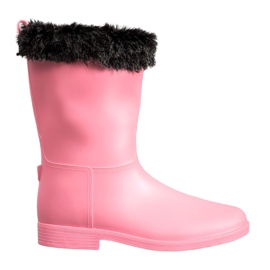 SHELOVET Regenstiefel mit Fell rosa