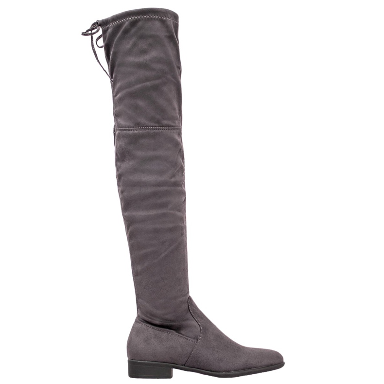 SHELOVET Graue Overknee-Stiefel