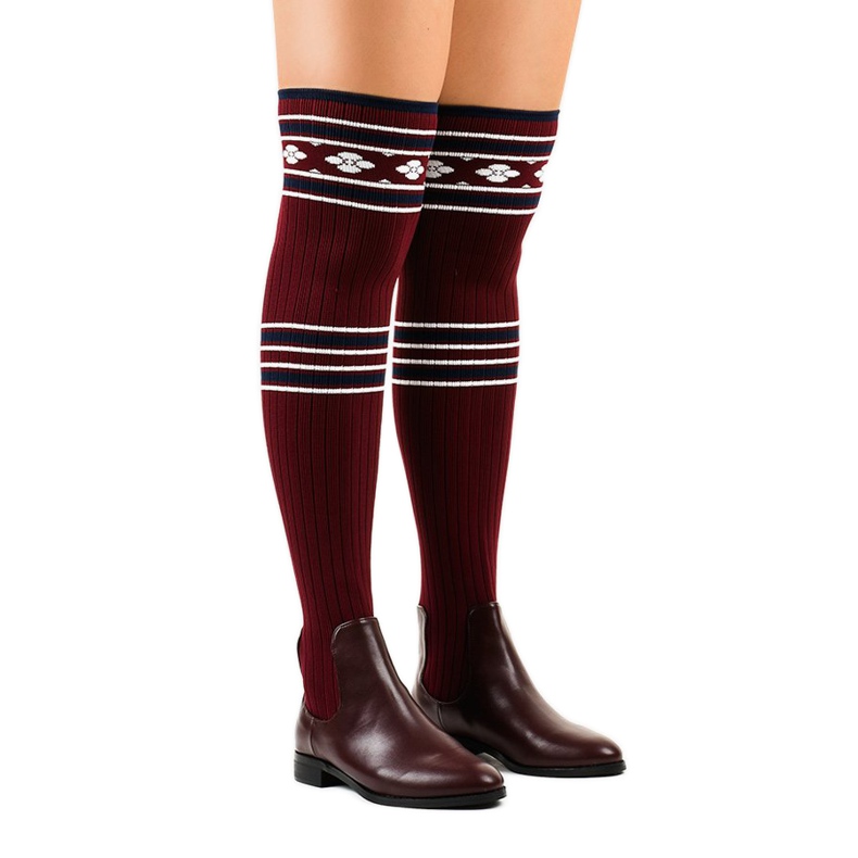 Overknee-Stiefel bordeauxrote Socke 29-7