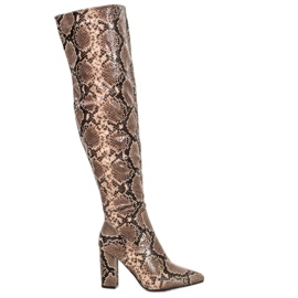 Seastar Overknee-Stiefel mit Schlangenmuster grün