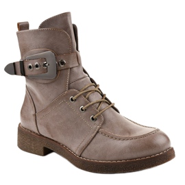 Khaki Stiefel und Stiefel mit Schnallen 404