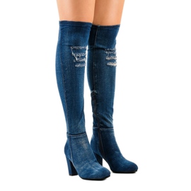 Jeansstiefel im Used-Look HX15135-96 marineblau