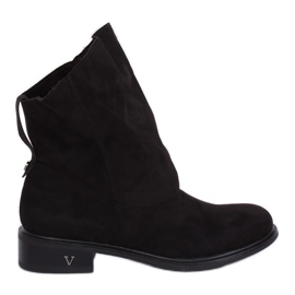 Schwarze Stiefel mit gerafftem Obermaterial schwarz 6672 Schwarz