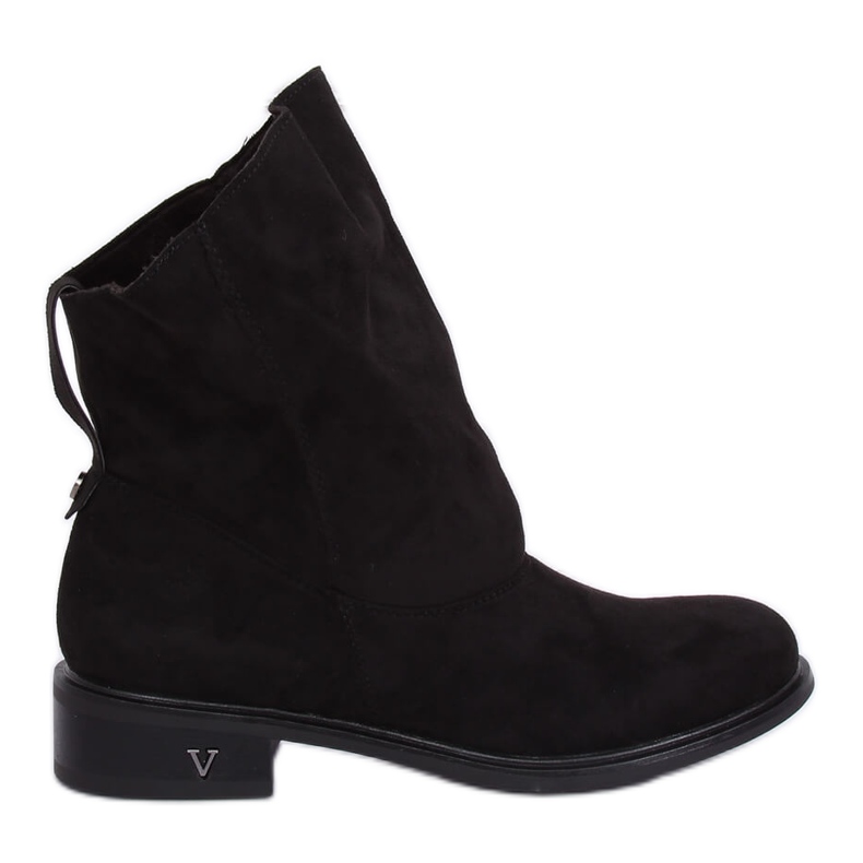 Schwarze Stiefel mit gerafftem Obermaterial schwarz 6672 Schwarz