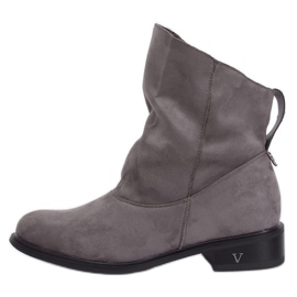 Graue Stiefel mit zerknittertem Obermaterial 6672 Grau