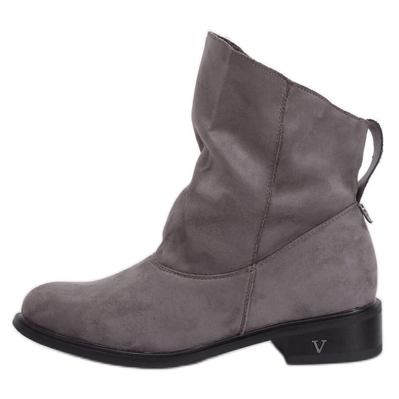 Graue Stiefel mit zerknittertem Obermaterial 6672 Grau