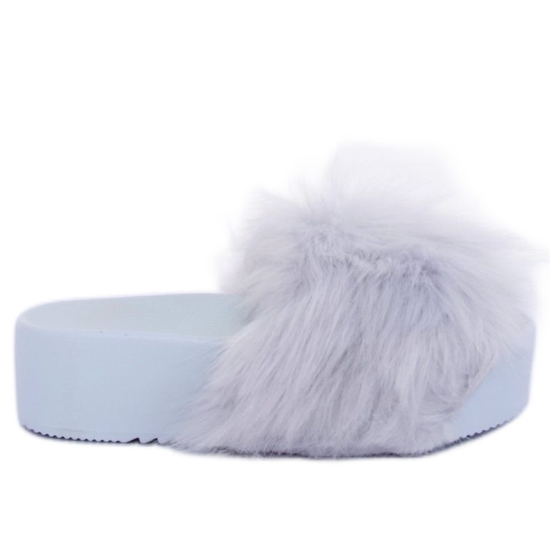 Graue Hausschuhe mit Fell CK77P Grau II Qualität