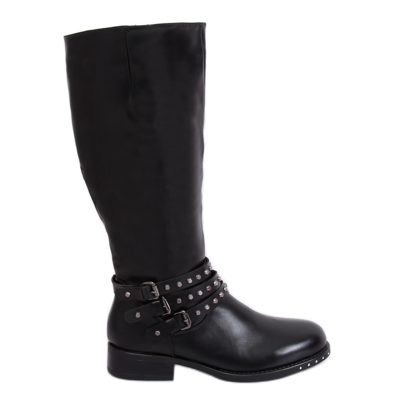 Schwarze Reitstiefel mit Nieten schwarz Y208 Black II Qualität