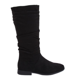 Schwarze Stiefel mit flachem Absatz M629 Schwarz