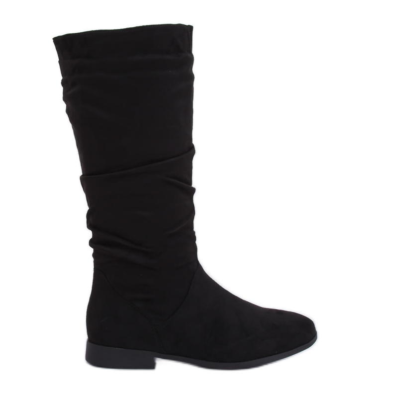 Schwarze Stiefel mit flachem Absatz M629 Schwarz