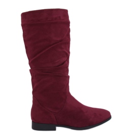 Flache Stiefel, burgunderrot M629 Wine