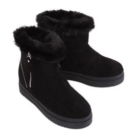 Schwarz PP-30 Schwarze Schneestiefel mit Fell