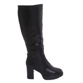 Schwarze isolierte High Heels Stiefel Q600-04 Schwarz