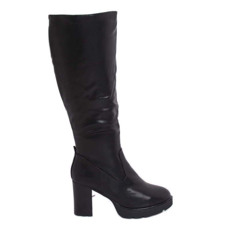 Schwarze isolierte High Heels Stiefel Q600-04 Schwarz