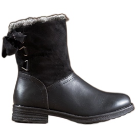 SHELOVET Warme Stiefel mit Fell schwarz