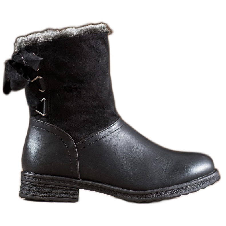 SHELOVET Warme Stiefel mit Fell schwarz